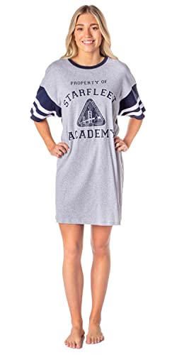 Intimo Womens Star Trek Property Of Starfleet Academy Varsity Football Tee Nightgown Night Pajama Shirt (Xxl) Grey #TOP3