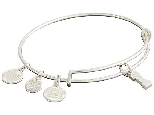 Image of Alex and Ani Expandable Bangle for Women, Initials A to Z Letter Charms, Shiny Finish, 2 to 3.5 in