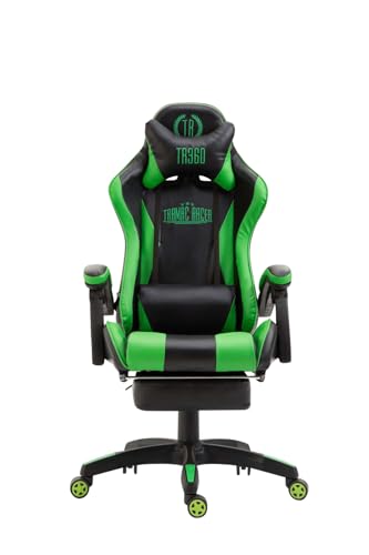 Poltrona Gaming con Poggiapiedi Ignite in Similpelle I Sedia Racing Ufficio con Cuscini Removibili, Colore:Nero/Verde - Sedia gaming - Immagine 5