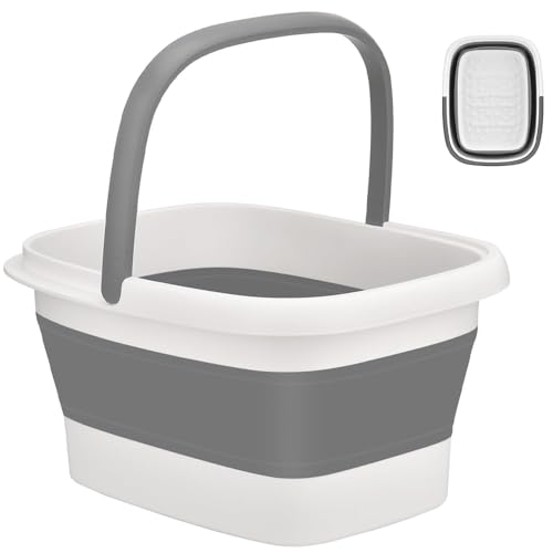 Roysmart Faltbares Fußbad mit Massage, 15L Fußbadewanne Faltbar, Faltbares Fußbad zum Stressabbau, Faltbarer Eimer, Großer Fußbadewanneneimer, Linderung von Müdigkeit