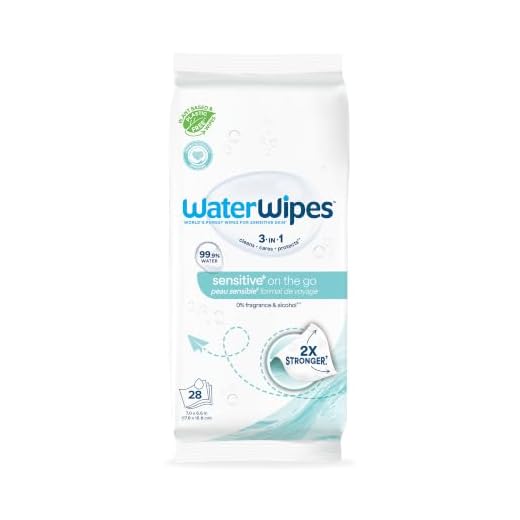 WaterWipes Sensitive+ On The Go Wipes, 3-In-1 Cleans, Cares, Protects, 99.9% Water, Unscented & Hypoallergenic Wet Wipes, 28 Count (Pack of 1)
