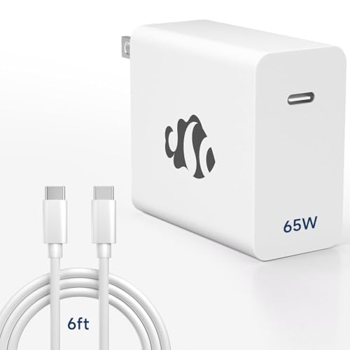 NIMO 65W GaN USB C Fast Charger Compact PD 3.0 Adapter with 6.6ft Cable Reliable Laptop Power Block for MacBook Pro/Air iPhone-17/16 Pro Max iPad Sam-sung-S26/S25 PPS Charger for Travel Office