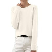 Wyongtao Pulls Femme Cachemire Hiver Haut De Mode À Manches Longues Léger Sweat en Tricot Couleur Unie Tops Informal pour Française Vetement Femme Chic Et Elegant Sweater Elástique