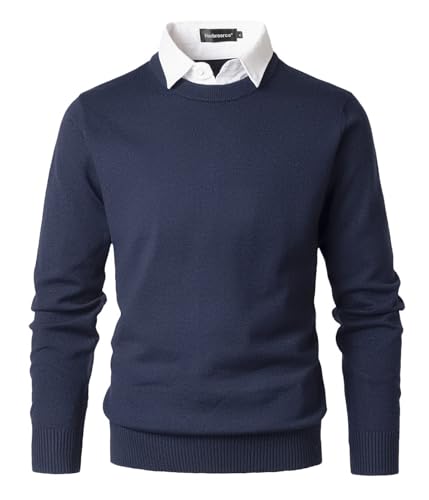 Harbrosrce 2 in 1 Strickpullover Pullover mit Mock Shirt Kragen Feinstrick...