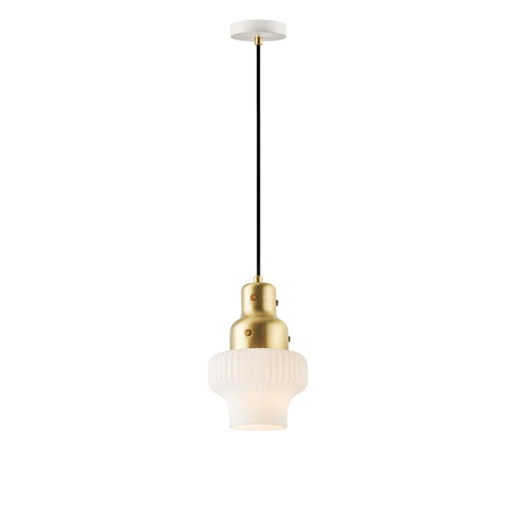 Luz del colgante de una sola cabeza vintage en latón y vidrio