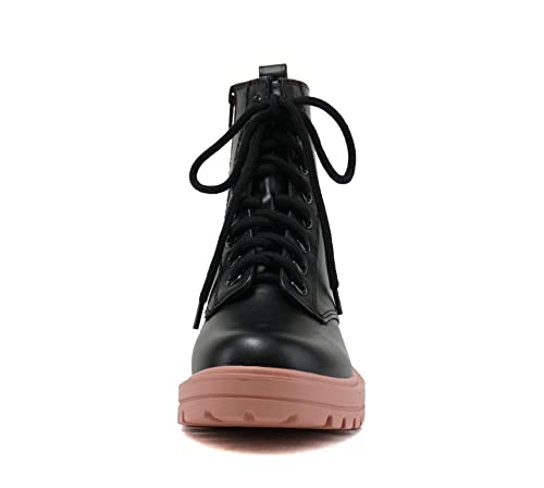 Image of Soda FIRM - Lug Sole Combat Ankle Bootie Lace up w /Side Zipper
