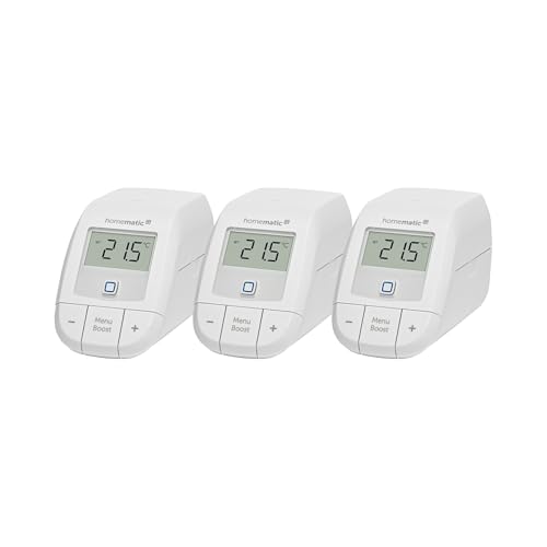 Homematic IP Erweiterungsset Heizen – Basic, Smart Home, 3X digitaler Thermostat Heizung, Steuerung per App, Alexa, Google Assistant, einfache Installation, Energie sparen, 161216A1