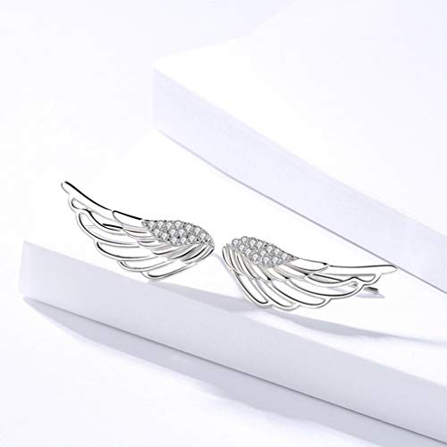 Ear Crawler, Mariafashion Cuff Earrings Sterling Silver Ear Climber Hypoallergenic Ear Wrap Angle Wings Diamond Zircon Stud Earrings #TOP4