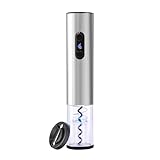 ELMWAY Electric Wine Opener, Battery Operated Wine Bottle Opener with Foil Cutter/LED Indicator, Automatic Bottle Corkscrew Opener for Home Bars (4 x AA Batteries Not Included)