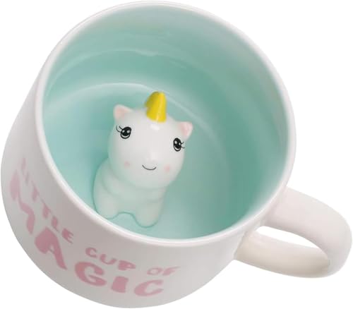 Biigming Tasse Licorne 3D Mug en Céramique avec Motif Animal à l'intérieur 350ml Faite à la Main Tasse à café Cadeaux pour Noël Anniversaire Fête Enfants...
