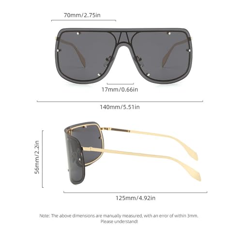 willochra Square Rimless Oversized Sunglasses for Women Men Big Flat Top Retro Shades Trendy Shield Large sunglasses F274