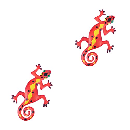 YARNOW 2 Piezas Colgante De Pared Gecko De Hierro Forjado Decoraciones Colgantes De Gecos Lagarto De Arte De Pared Gecko De Metal Decoración Figuras De Gecos 3D Estatuilla Percha Planchar