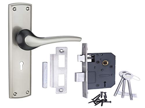 Image of Atom Heavy Duty Mortise Door Lock for Bedroom, Living Room, Main Door, Silver Satin Finish | 3 Keys | 6 Lever Double Stage Lockset for House Hotel Office(O41KY)