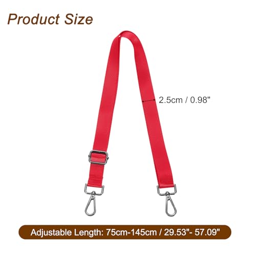 Image of uxcell Wide Shoulder Strap, 2.5cm Adjustable Purse Strap Replacement Crossbody Strap for Shoulder Bag Handbag, Red, Black Pull Core Buckle