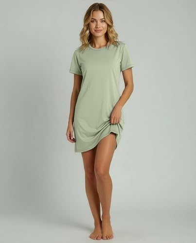 Image of Real Essentials 3 Pack: Women's Cotton Short Sleeve Nightgown Nightshirt Sleepshirt Ladies Sleepwear (Available in Plus Size)