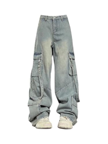 LIXINGHEITANG Large size American pants street heavy loose jeans mens strap work 23
