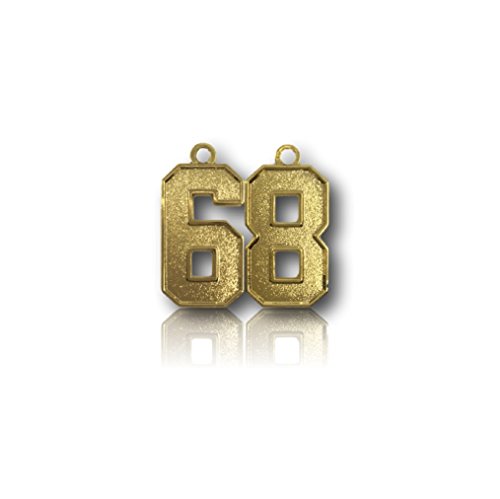 Number 68 Gold Plated Jersey Style Sports Necklace Charm Pendant (0.8