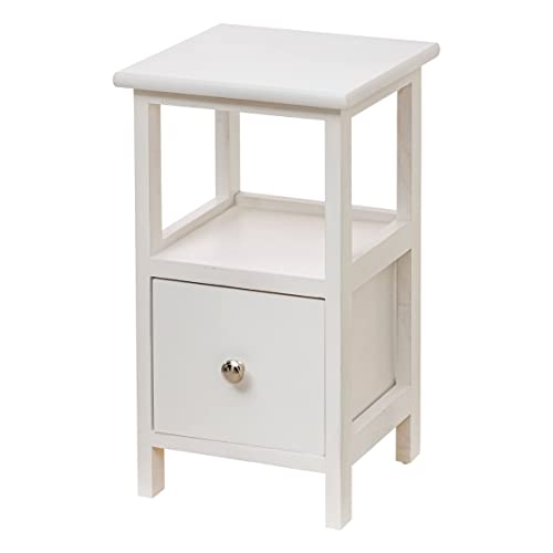 HOMCOM Set 2 Comodini Moderni con Ripiano Aperto e Cassetto Bianco