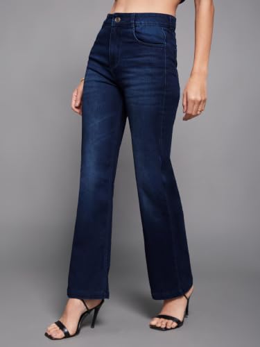 Image of Miss Chase Women's Wide-Leg High-Rise Regular-Length Stretchable Shaping Denim Jeans