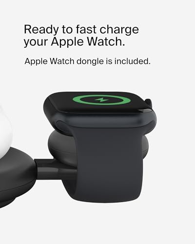Image of Belkin 3-in-1 MagSafe-Compatible Wireless Charging Pad with Qi2 15W - iPhone Charger - Fast Charging Wireless Charging Station for iPhone 16, 15, & 14 Series, AirPods, Apple Watch, & More - Black