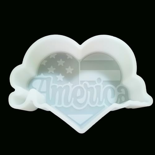 Fuehbur America Flag Heart July 4th Car Freshies Mold for Baking Aroma Bead -Epoxy Resin - Candle Soap Silicone Mould-Oven Safe