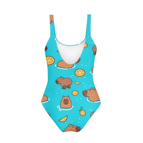 Image of One Piece Bathing Suit for Girl Kids Cute Beach Sport Swimwear U Back Scoop Neck Summer Swimming Pool Beachwear