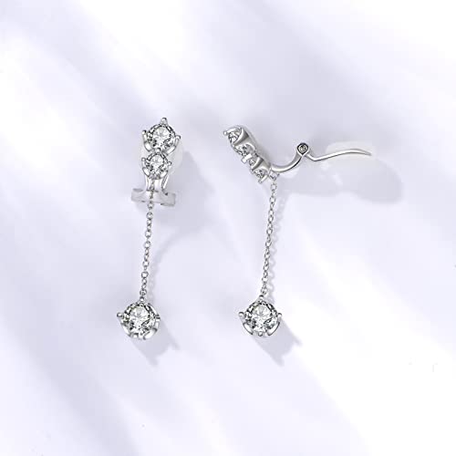 Clip On Earrings for Women with Cubic Zirconia Silver Dangle Earring Non Pierced Earrings for Women Lightweight Elegant Clip Earrings2