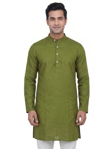 Image of Men's Cotton Blend Plain Kurta Comfortable and Stylish
