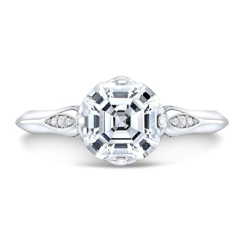 ERRA JEWEL 2CT-4CT Asscher Cut Moissanite Antique Engagement Ring for Women Unique Solitaire Handmade Wedding Gifts for Her (Main Stone : 2.50 Carat)