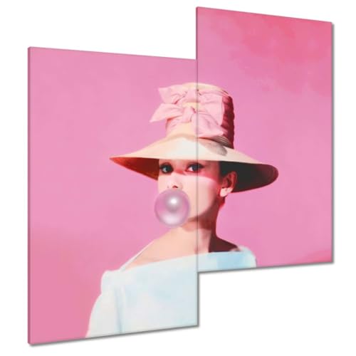 Peinture imprimee sur toile decoration murale salon tableau Audrey Hepburn 60x60