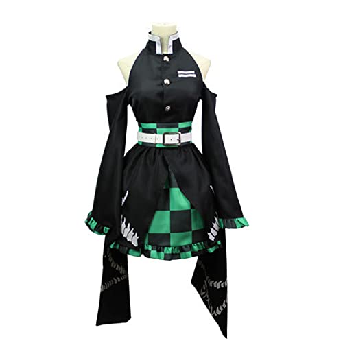 Juejuezi New Zenitsu Tanjirou Cosplay Costume Anime Kimono Halloween Off Shoulder Skirt Shinobu Outfit With Earings