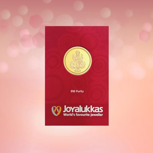 Joyalukkas 22K (916) Purity Gold Coin | Yellow Color | Round Shape | Plain Lakshmi Design.