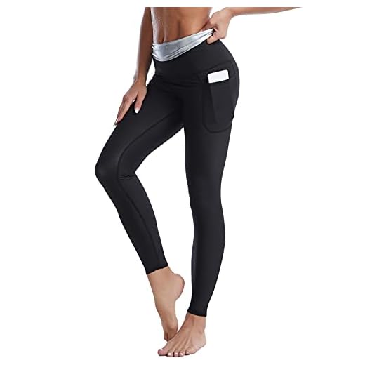 Shujin Pantalones de sudoración para mujer, cintura alta, neopreno, pantalones para sauna, pérdida de peso, leggings térmicos, pantalones cortos de entrenamiento, control de abdomen, moldeador