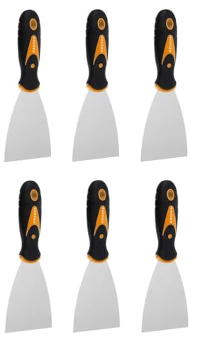 Image of AASONS 3 Inch Tempered Steel Paint Scraper Putty Knife, Painting Tools, Spackle Knife, Wallpaper Scrapping, Painters Tool, Crown Molding Tool, Paint Remover Scrapper with Handle (Pack Of 6)