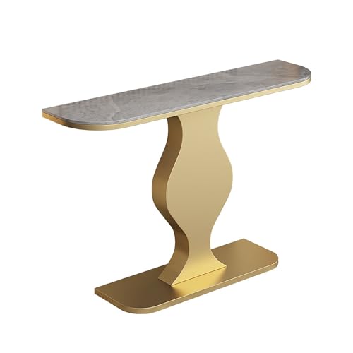 Mesa de entrada moderna y consola rectangular con base de metal para vestíbulos residenciales 2