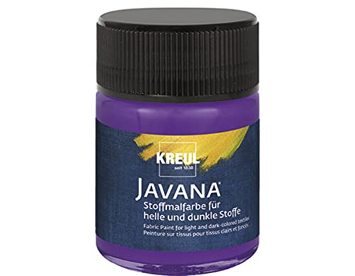 KREUL 91957 - Peinture pour tissu Javana pour tissus clairs et foncés, 50 ml verre violet, caractère pâteux, pour tamponner et pochoiriser, résistant au lavage après fixation
