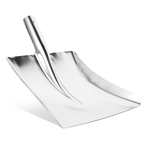 CAXUSD Pala De Nieve y Recogedor Metálico para Exteriores, Pala Cuadrada De Acero Inoxidable Resistente Oxidación, Adecuado para Empujar Nieve y Limpieza En Jardín o Patio