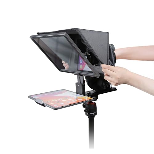Image of AIWaft ALWT12XS 12.9 inch All-Metal Teleprompter with Bluetooth Remote & App Control | Compatible with iOS /Android App On iPad, Smartphone & DSLR | Foldable with Carry Case for Video Shooting