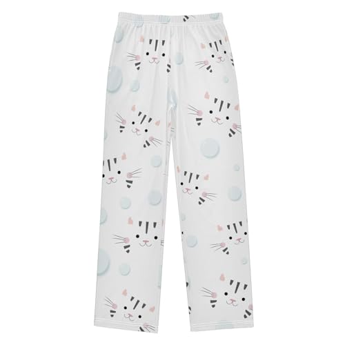 Boys' Pants Animal Cats Black Stripes Bubbles Long Bottoms Jogger Pants Elastic Waist Trousers with Pockets S-XL