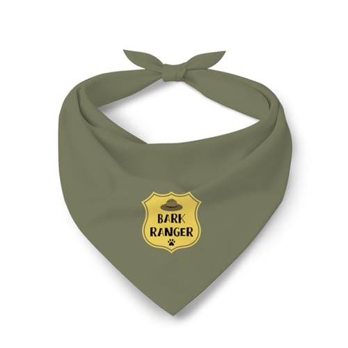 Bark Ranger Dog Bandana, Funny Park Ranger Badge Design Pet Scarf, Adventure Theme Outside Pet Accessory Bandana for Small and Medium Dogs, Adjustable Triangle Dog Scarf