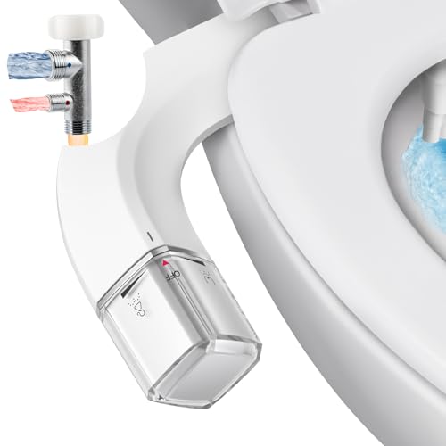 Shineforu Warm Water bidet, Dual Nozzle Non-Electric Hot and Cold Bidet Attachment for Toilet, Adjustable Pressure with Rear and Feminine Wash Bidet Toilet Seat Attachment (White Warm Bidet)