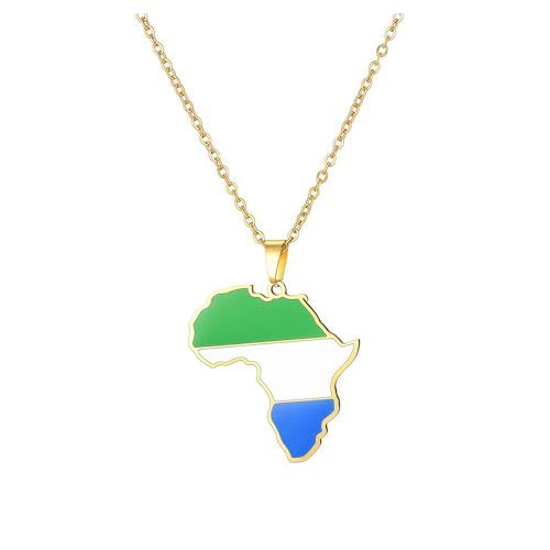 Générique Collier Carte de la Sierra Leone pour Femme/Homme - Pendentif Carte Africaine en Acier Inoxydable - Bijou Cadeau