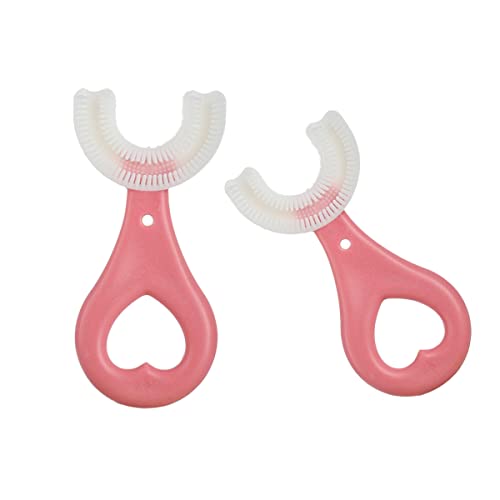 2 Pcs U-Shaped Kids Toothbrush, Premium Soft Manual Training Toothbrush for Kids 2-6 Years Old. (Pink) Deal