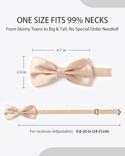 AWAYTR Men's Pre Tied Bow Ties for Wedding Party Fancy Plain Adjustable Bowties Necktie