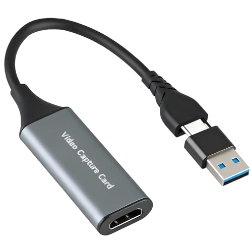 USB 3.0 Video Capture Card with 100W PD HDMI to USB/USB-C 1080P 60fps Video Capture Device for...