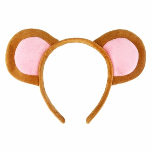 YOWOCAL Mouse Ear Headband Headwear Adjusable Unisex Elastic Rat Hair Hoop For Easter Halloween Cosplay Dress Up Costume Party Decoration(Brown)