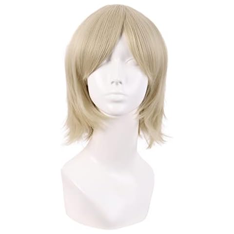 MapofBeauty 12 Zoll/30 cm Männer Frauen Side Pony Kurze Gerade Faser Cosplay Perücke Cover