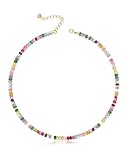 MIDDLUX Beaded Necklaces for Women, Choker Colorful Beaded Necklace, Rainbow Crystal Necklace, Summer Jewelry, Boho Necklaces for Women