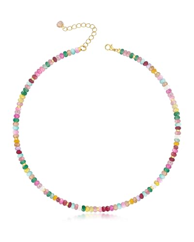 MIDDLUX Beaded Necklaces for Women, Choker Colorful Beaded Necklace, Rainbow Crystal Necklace, Summer Jewelry, Boho Necklaces for Women