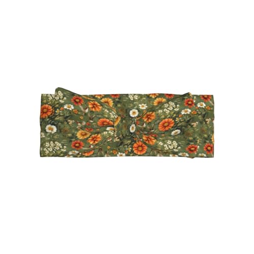 Orange Daisy Hummingbird Print Baby Girl Bows Headbands Baby Girls Newborn Headbands Infant Toddlers 0-6 Months
